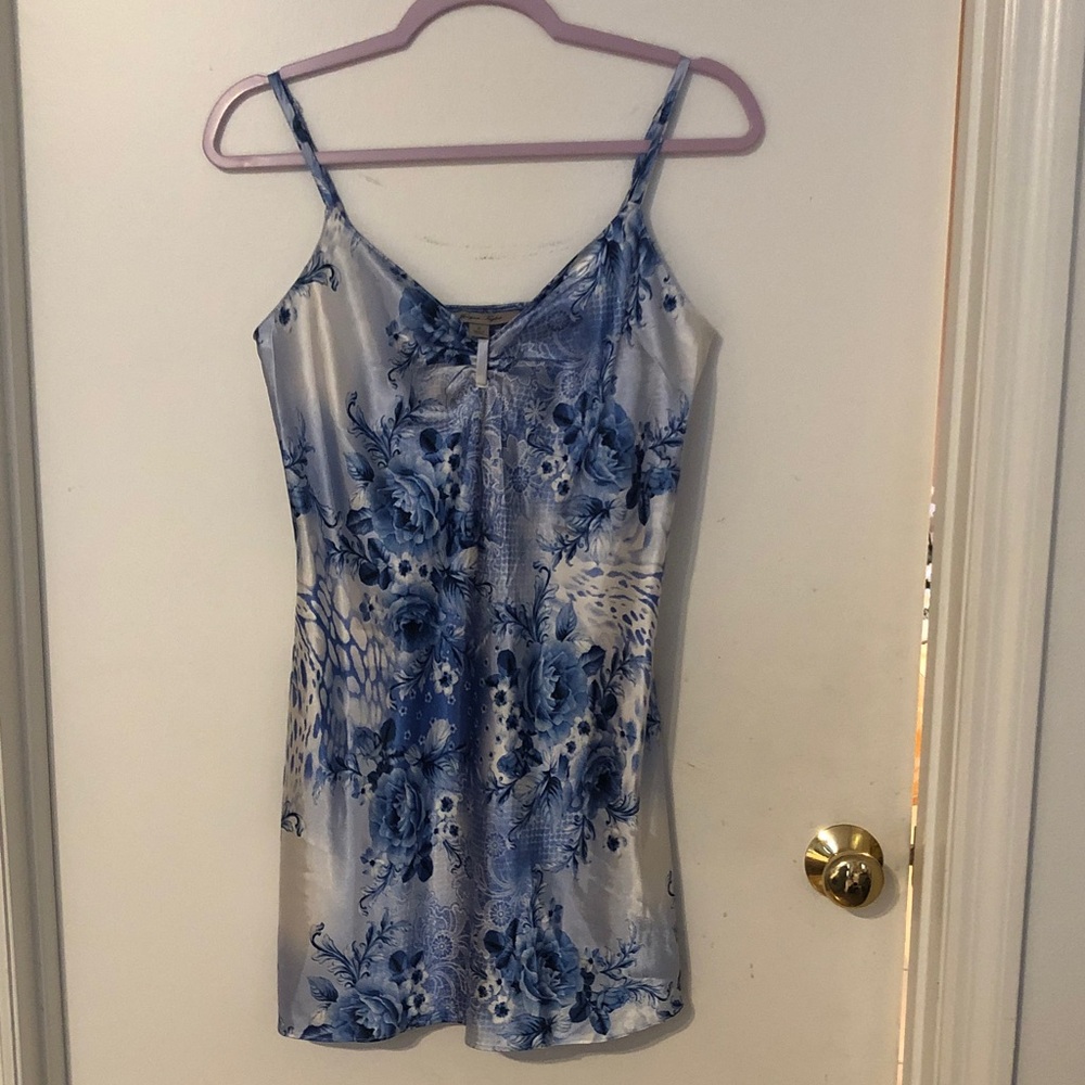 Morgan Taylor Blue Floral Satin Slip